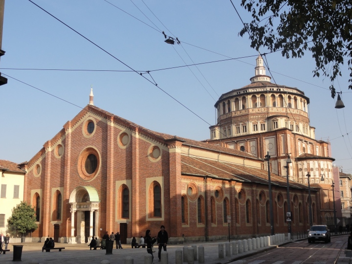 The convent of Santa Maria della Grazie where the Last Supper resides - photo taken from across the road and tram lines